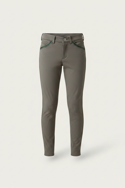 Pantalon Équitation Garçon Gris Vert Confortable Silicone - Kaki Polyester - vue 3