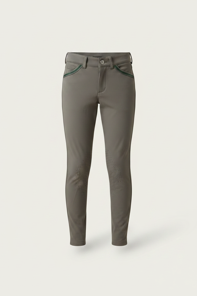 Pantalon Équitation Garçon Gris Vert Confortable Silicone - Kaki Polyester - vue 3