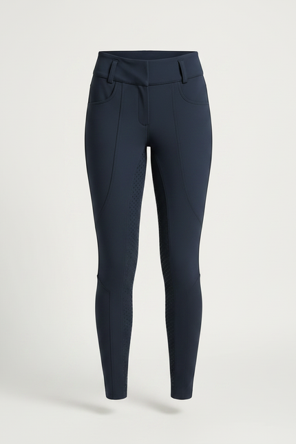 Pantalon Équitation Marine Femme Ajusté Silicone Poches - Polyester - vue 3