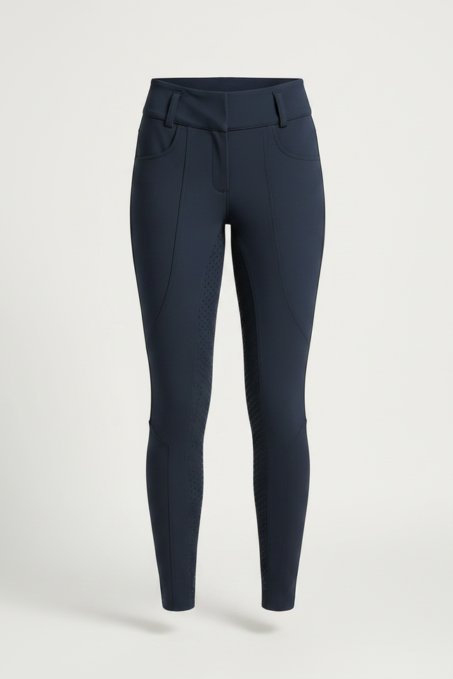 Pantalon Équitation Marine Femme Ajusté Silicone Poches - Polyester - vue 3