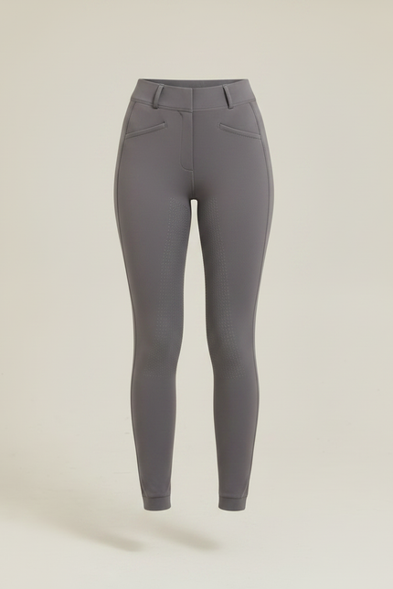 Pantalon Équitation Gris Femme Silicone Ajusté Respirant - Polyester - vue 3