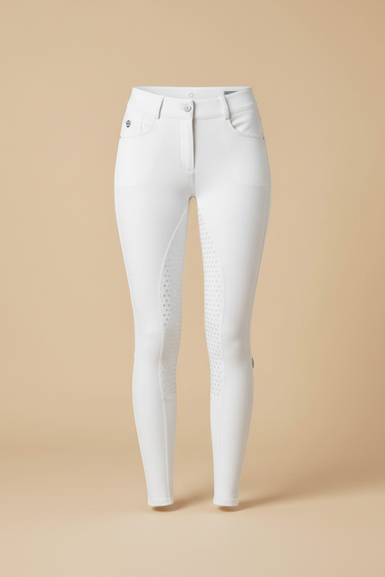 Pantalon Équitation Blanc Femme Silicone Ajusté Confortable - Polyester - vue 3