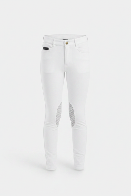Pantalon Équitation Blanc Silicone Enfant Ajusté Léger - Polyester - vue 3
