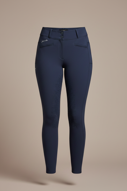 Pantalon Équitation Marine Silicone Taille Haute Respirant Ajusté - Polyester - vue 3