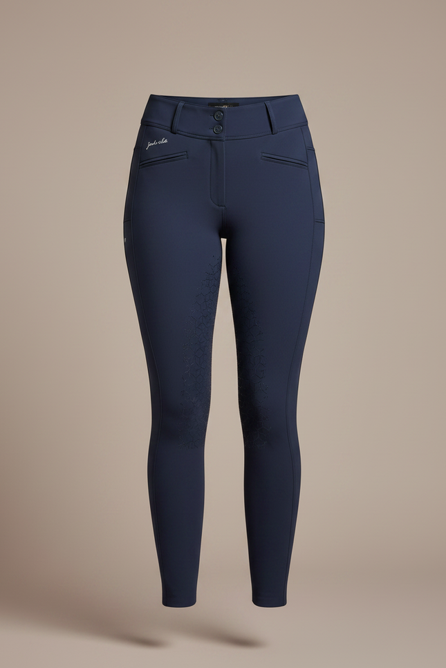 Pantalon Équitation Marine Silicone Taille Haute Respirant Ajusté - Polyester - vue 3