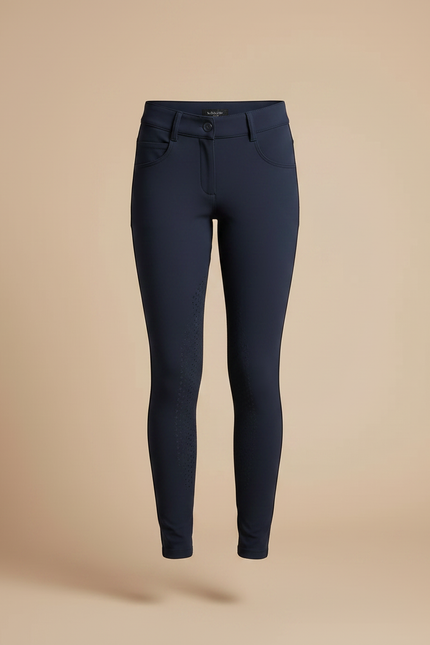 Pantalon Équitation Marine Fille Silicone Confortable - Polyester - vue 3