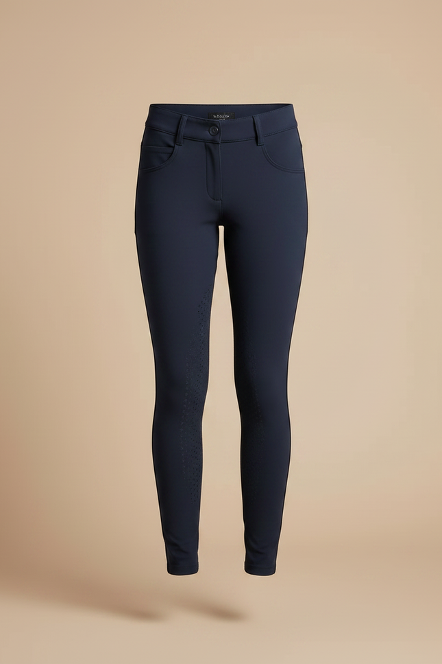 Pantalon Équitation Marine Fille Silicone Confortable - Polyester - vue 3