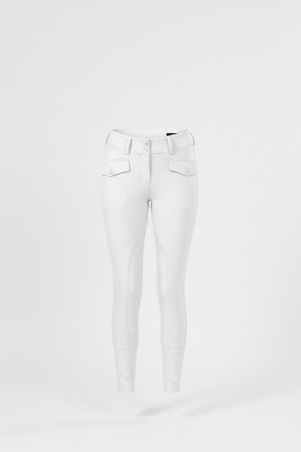 Pantalon Équitation Blanc Silicone Fille Ajusté Confortable - Polyester - vue 3