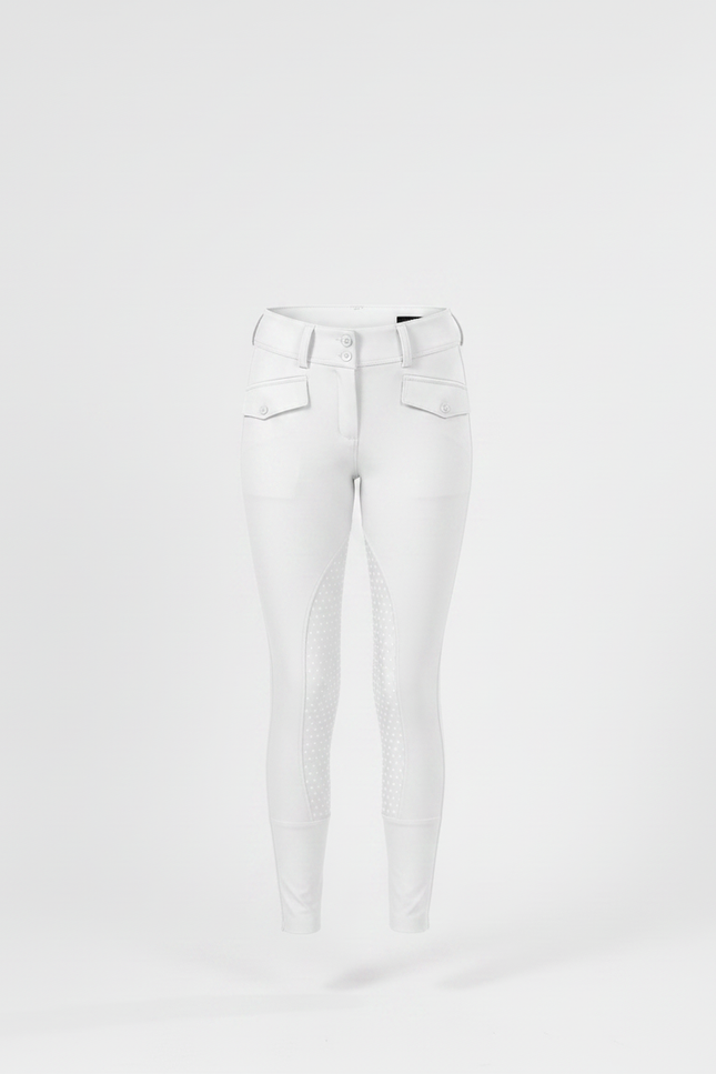 Pantalon Équitation Blanc Silicone Fille Ajusté Confortable - Polyester - vue 3