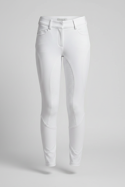 Pantalon Équitation Blanc Enfant Ajusté Silicone Grip - Polyester - vue 3