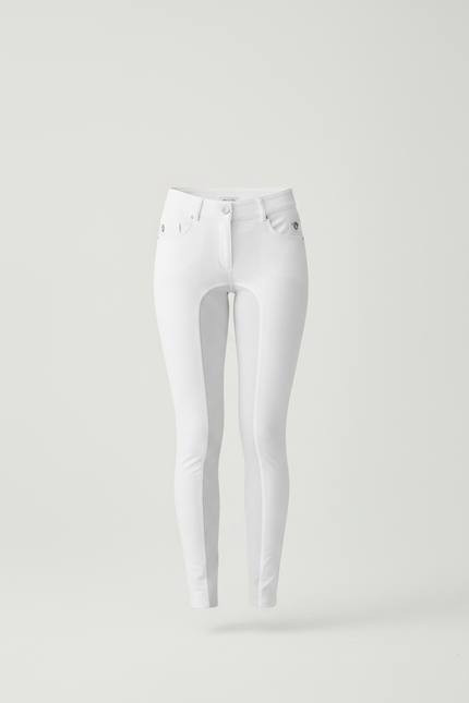 Pantalon Équitation Blanc Femme Silicone Ajusté Stretch Confortable - Polyester - vue 3