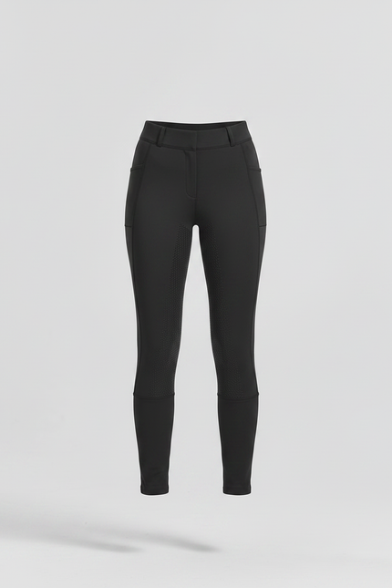Pantalon Équitation Noir Femme Silicone Ajusté Respirant - Polyester - vue 3