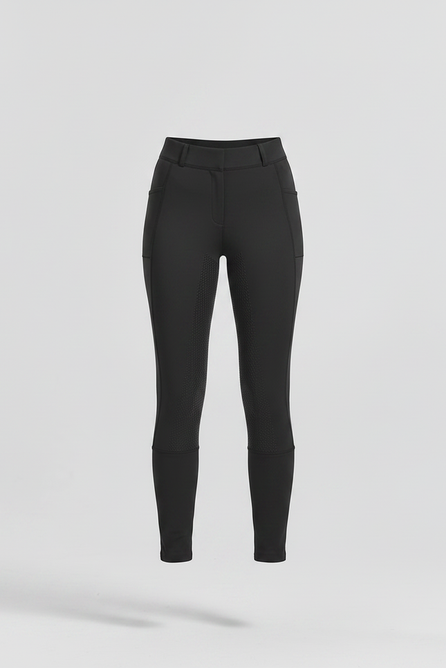 Pantalon Équitation Noir Femme Silicone Ajusté Respirant - Polyester - vue 3
