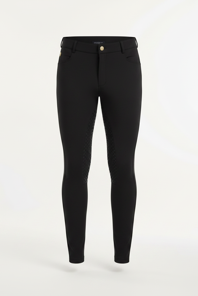 Pantalon Équitation Noir Silicone Homme Ajusté Stretch - Polyester - vue 3
