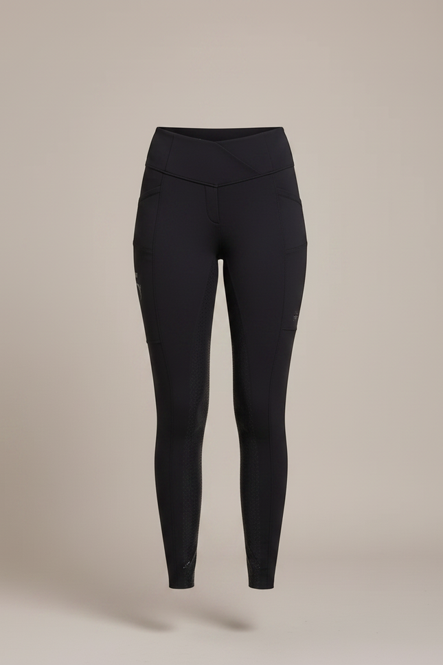 Pantalon Équitation Noir Silicone Ajusté Stretch Femme - Polyester - vue 3