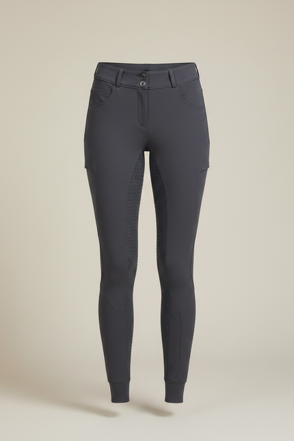 Pantalon Équitation Femme Gris Silicone Ajusté Élégant - Polyester - vue 3