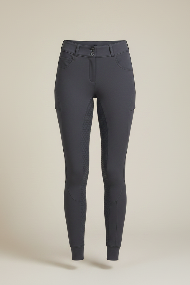 Pantalon Équitation Femme Gris Silicone Ajusté Élégant - Polyester - vue 3