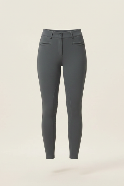 Pantalon Équitation Gris Femme Silicone Slim Ajusté - Polyester - vue 3