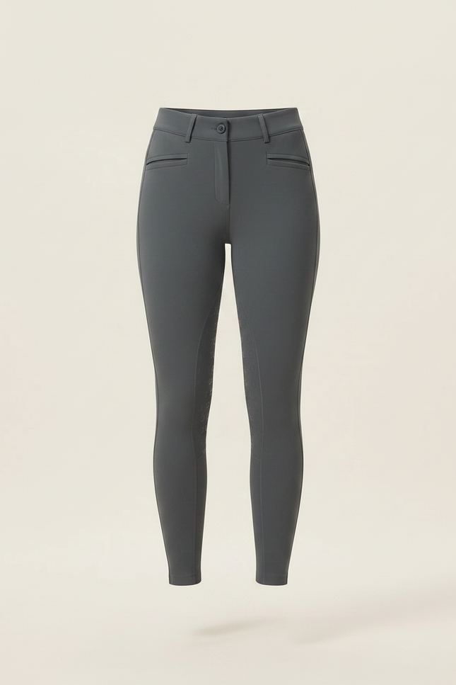 Pantalon Équitation Gris Femme Silicone Slim Ajusté - Polyester - vue 3