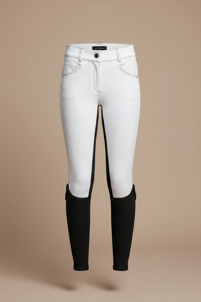 Pantalon Équitation Blanc Fille Ajusté Silicone Adhérent - Polyester - vue 3