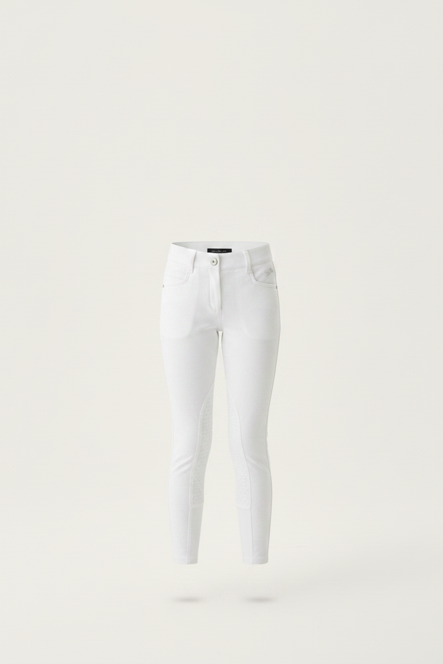 Pantalon Équitation Blanc Fille Adhérent Silicone Classique - Polyester - vue 3