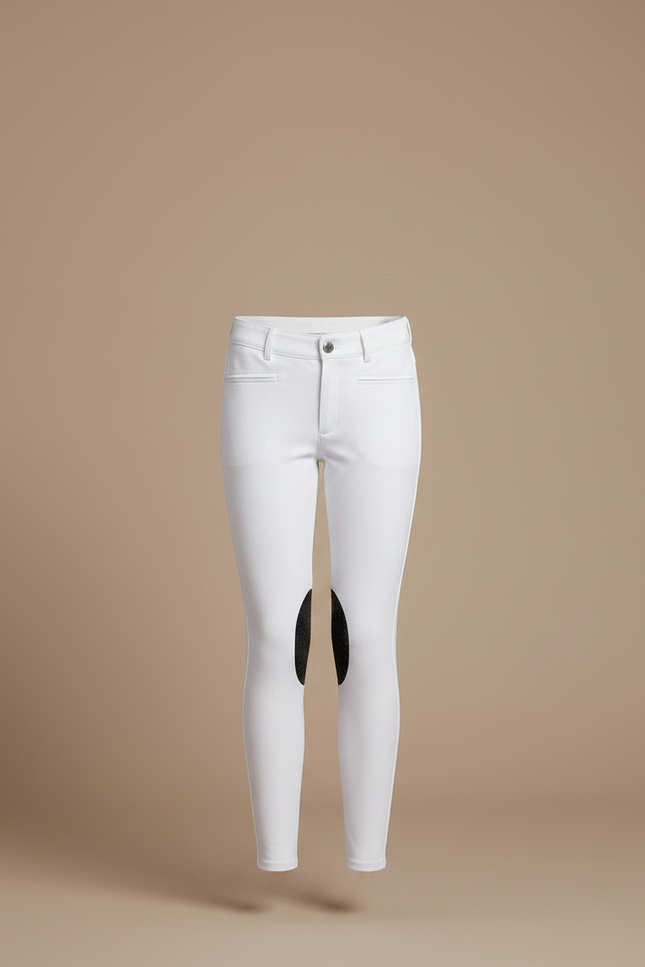 Pantalon Équitation Blanc Enfant Silicone Genoux Adhérent - Polyester - vue 3