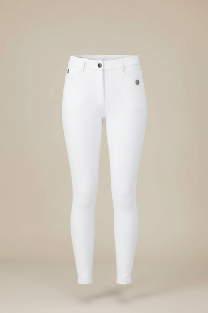Pantalon Équitation Blanc Femme Adhérent Silicone Confortable - Polyester - vue 3