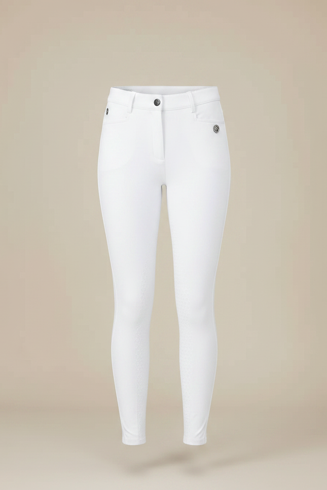 Pantalon Équitation Blanc Femme Adhérent Silicone Confortable - Polyester - vue 3