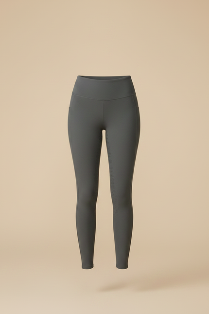 Pantalon Équitation Gris Femme Ajusté Taille Haute - Polyester - vue 3
