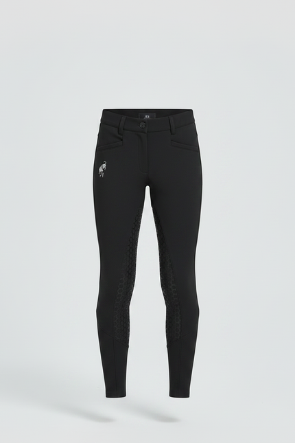 Pantalon Équitation Noir Enfant Silicone Ajusté Confortable - Polyester - vue 3