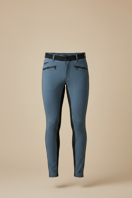Pantalon Equitation Bicolore - Bleu Polyester - vue 3