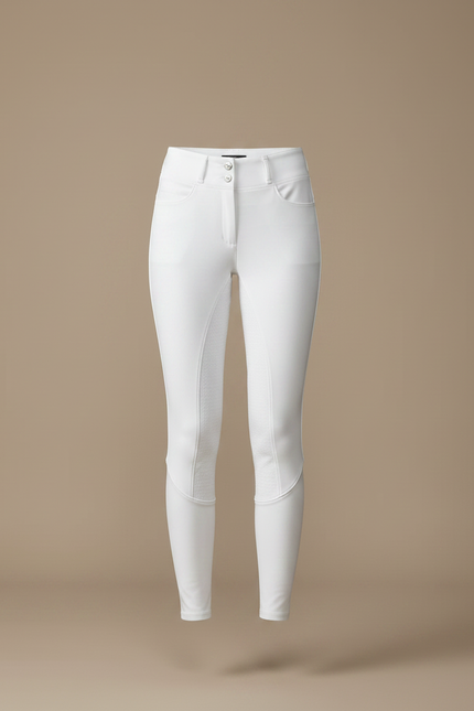 Pantalon Équitation Blanc Femme Confortable Ajusté Silicone - Polyester - vue 3