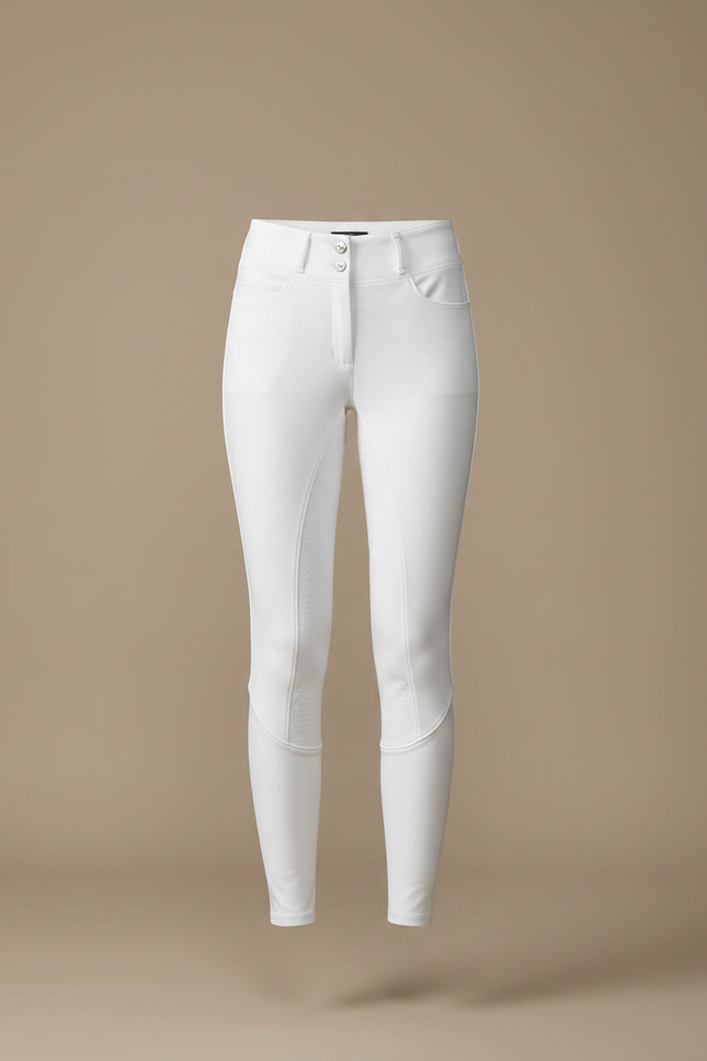 Pantalon Équitation Blanc Femme Confortable Ajusté Silicone - Polyester - vue 3