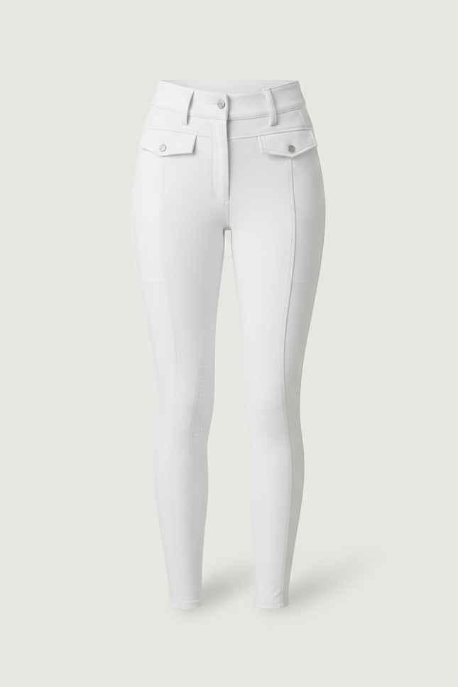 Pantalon Équitation Blanc Femme Silicone Taille Haute Ajusté - Polyester - vue 3