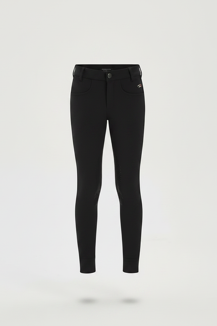 Pantalon Équitation Noir Enfant Silicone Ajusté Respirant - Polyester - vue 3