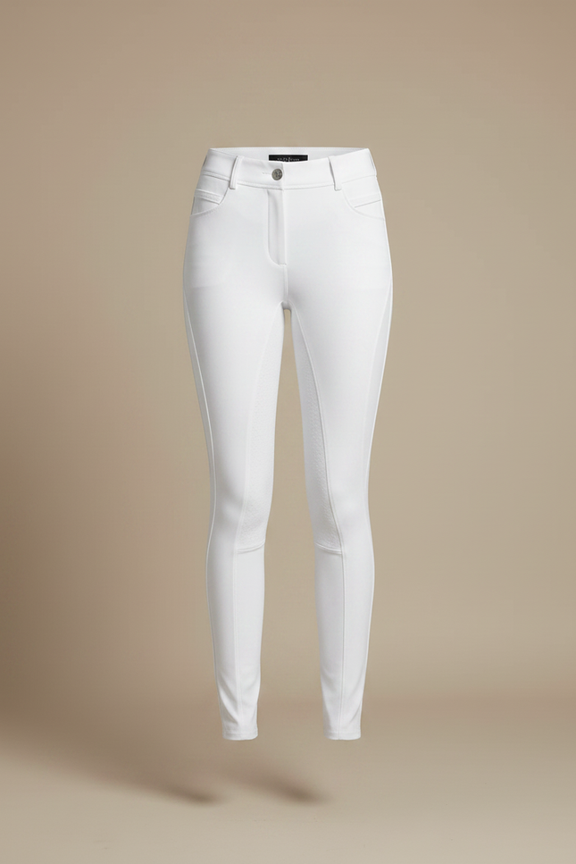 Pantalon Équitation Blanc Silicone Grip Ajusté Femme - Polyester - vue 3