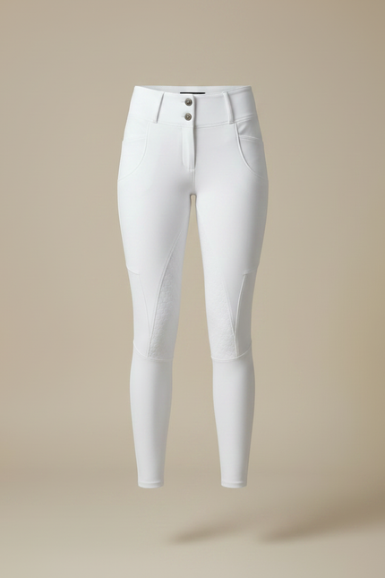Pantalon Équitation Blanc Silicone Femme Ajusté Confortable - Polyester - vue 3