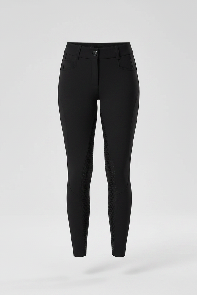 Pantalon Équitation Noir Femme Confortable Silicone Grip - Polyester - vue 3