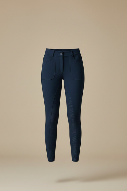 Pantalon Équitation Bleu Marine Femme Adhérent Silicone Confortable - Polyester - vue 3