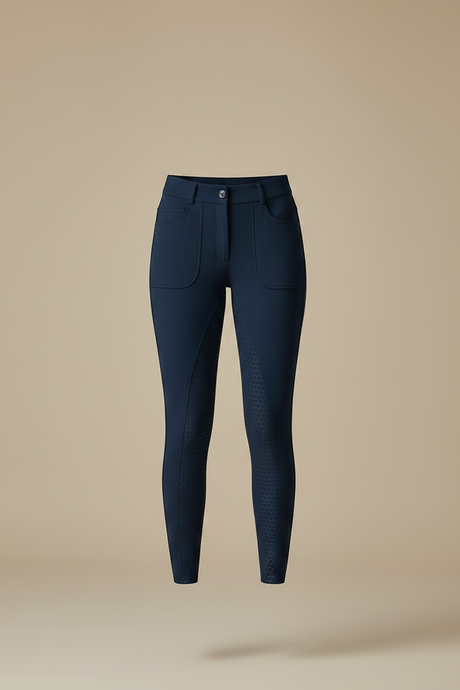 Pantalon Équitation Bleu Marine Femme Adhérent Silicone Confortable - Polyester - vue 3