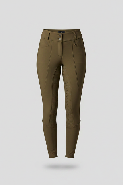 Pantalon Équitation Kaki Silicone Ajusté Poches Femme - Polyester - vue 3