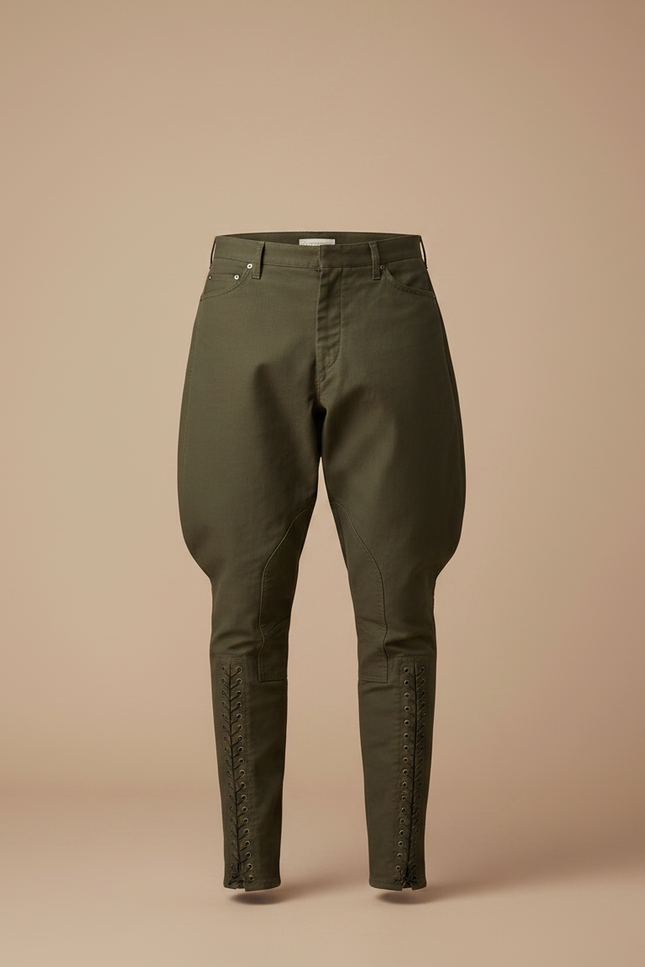 Pantalon Equitation A Pince - Kaki Gabardine - vue 3
