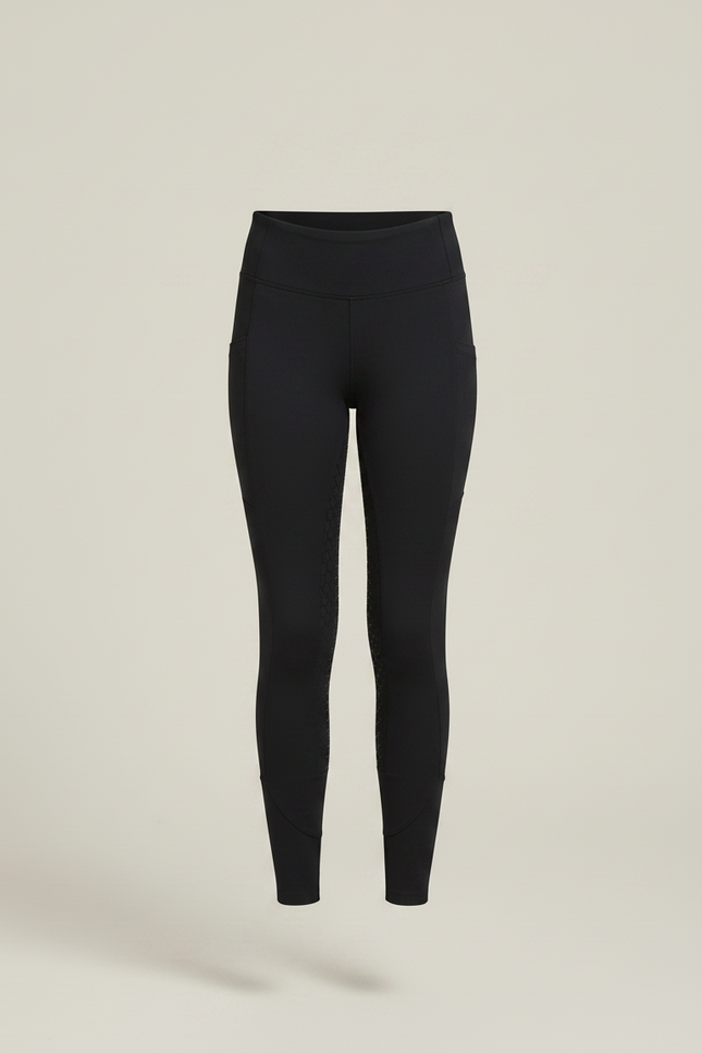 Pantalon Équitation Noir Adhérent Silicone Enfant Ajusté - Polyester - vue 3