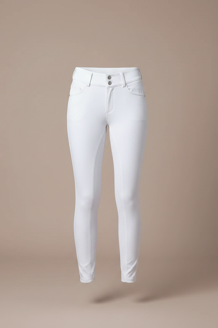 Pantalon Équitation Blanc Femme Silicone Full-Grip Élégant - Polyester - vue 3