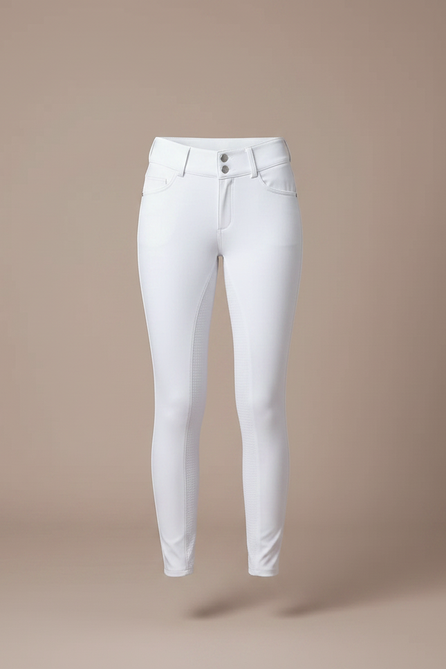 Pantalon Équitation Blanc Femme Silicone Full-Grip Élégant - Polyester - vue 3