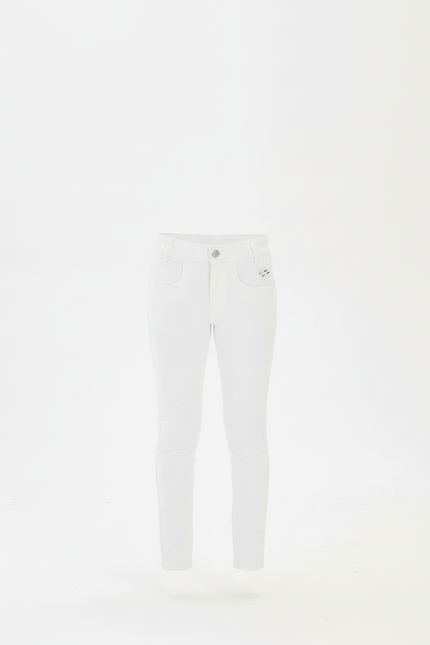 Pantalon Équitation Blanc Enfant Ajusté Silicone - Gabardine - vue 3