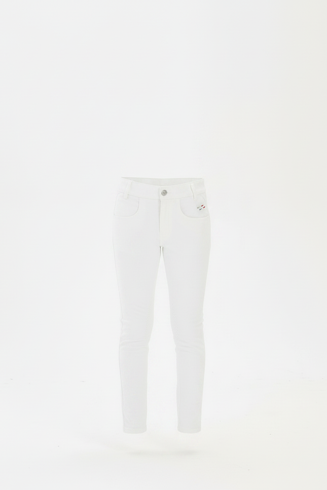 Pantalon Équitation Blanc Enfant Ajusté Silicone - Gabardine - vue 3