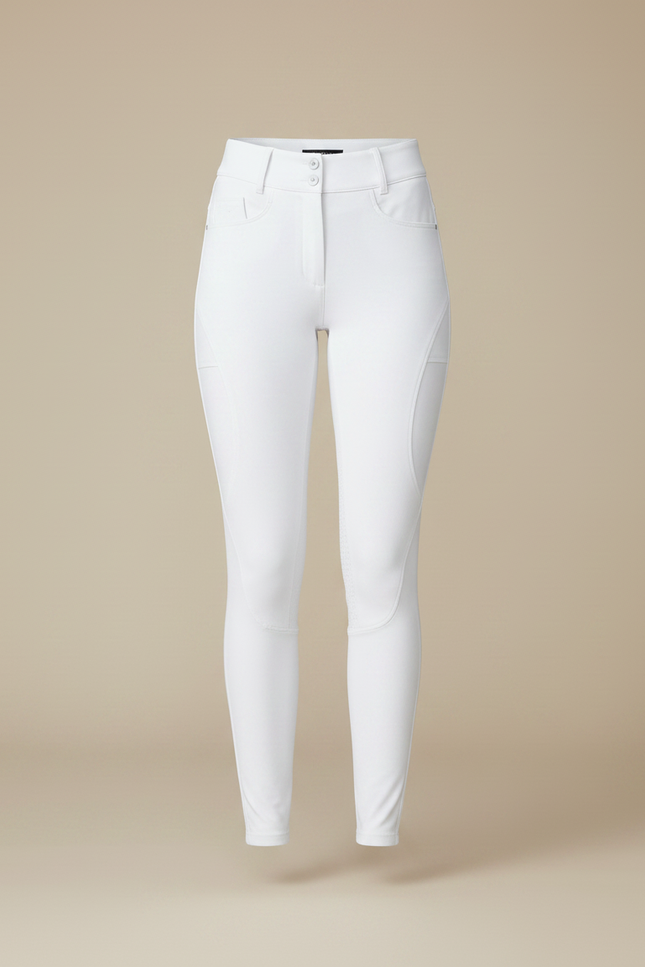 Pantalon Équitation Blanc Femme Ajusté Confortable Élastique - Polyester - vue 3