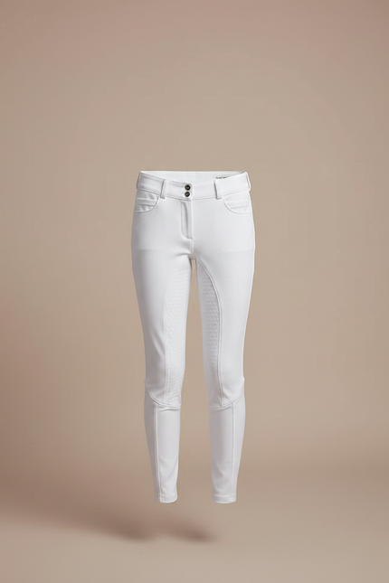 Pantalon Équitation Blanc Enfant Ajusté Confortable Silicone - Polyester - vue 3