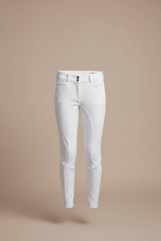 Pantalon Équitation Blanc Enfant Ajusté Confortable Silicone - Polyester - vue 3